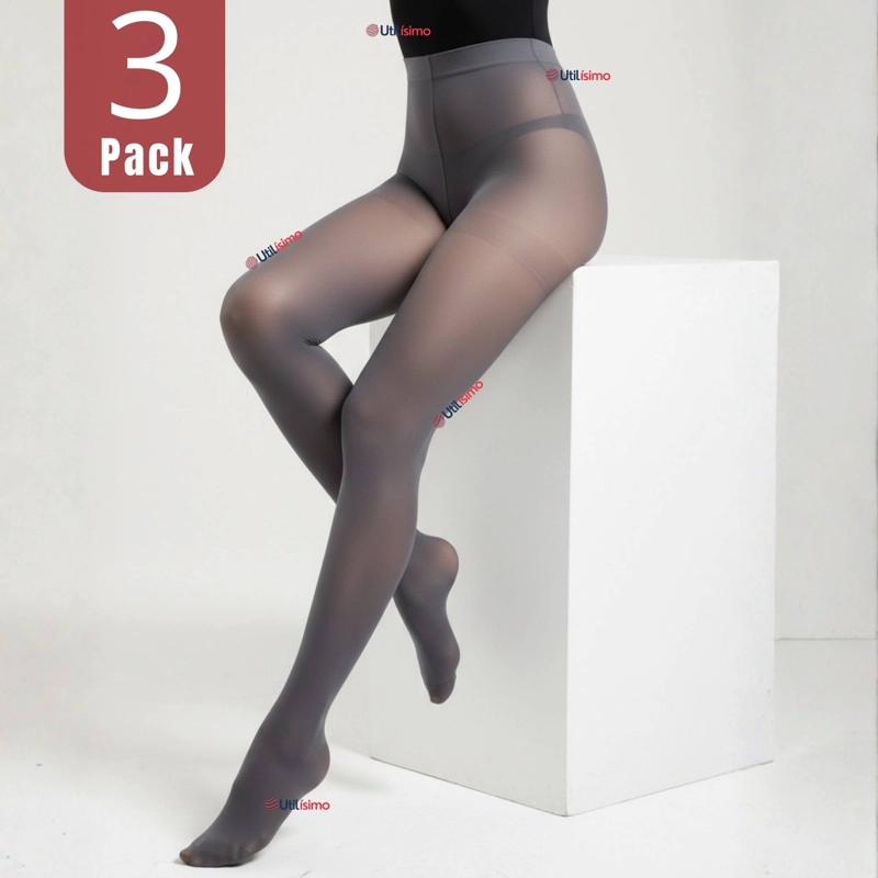 PACK 3 PANTYS SEMITRANSPARENTES ELASTICADAS OFICINA GRIS - 1