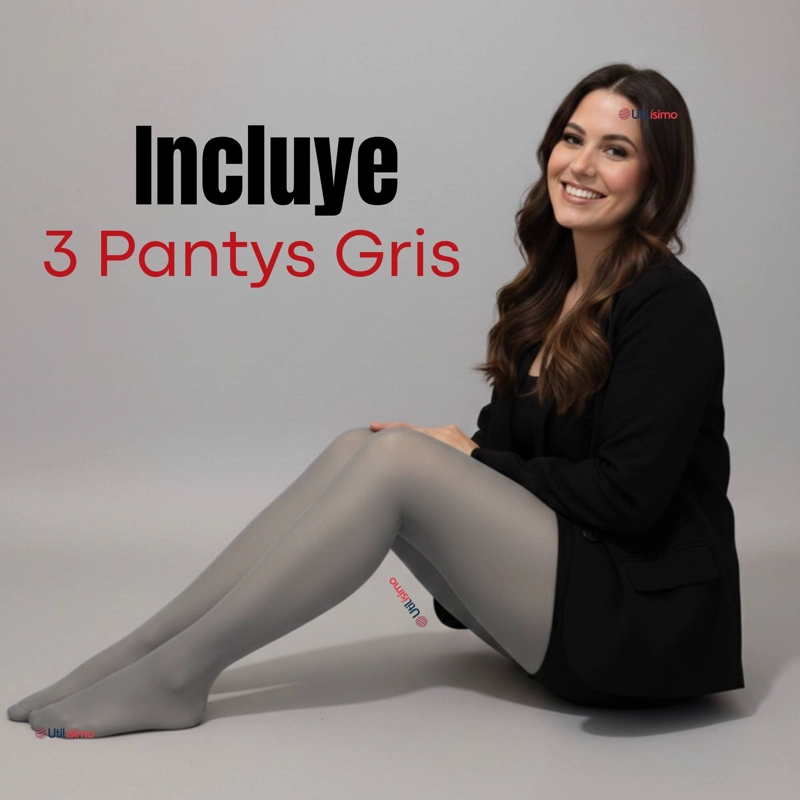 PACK 3 PANTYS SEMITRANSPARENTES ELASTICADAS OFICINA GRIS - 8