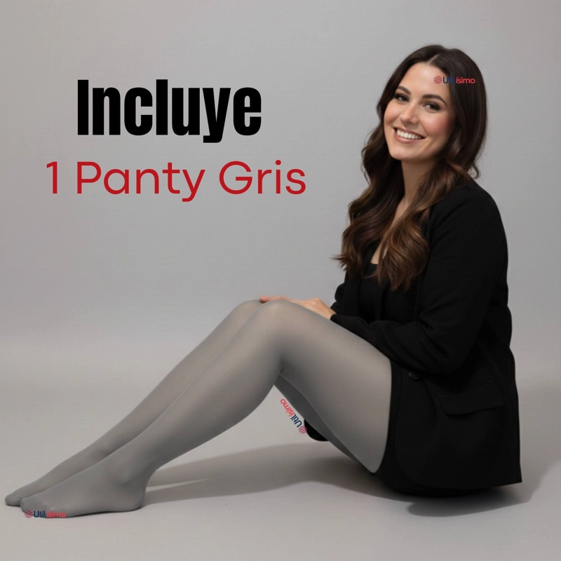 PANTYS SEMITRANSPARENTES ELASTICADAS OFICINA GRIS - 2