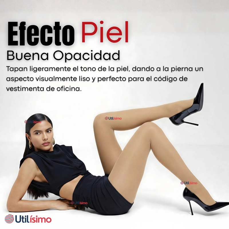 PANTYS SEMITRANSPARENTES ELASTICADAS OFICINA BEIGE - 7