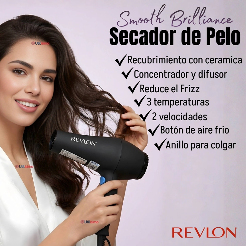 SECADOR DE CABELLO REVLON SMOOTH BRILLIANCE 1875W NEGRO - 9
