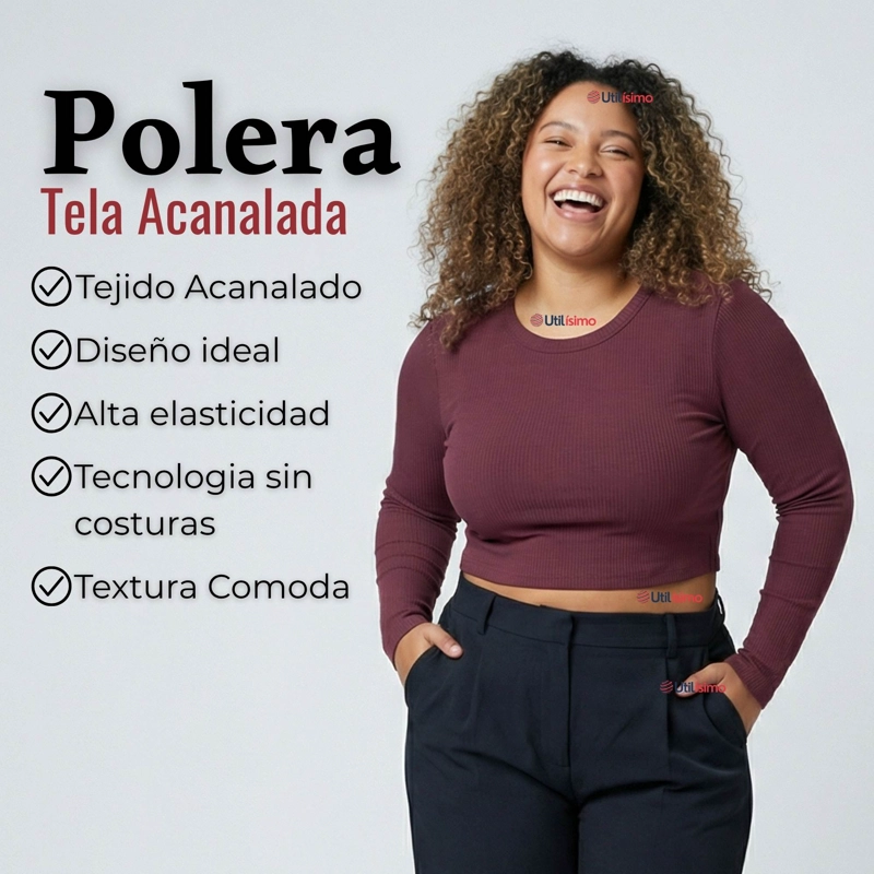 PACK 3 CAMISETAS POLAR MANGA LARGA POLERA TELA ACANALADA COLORES SURTIDOS - 5