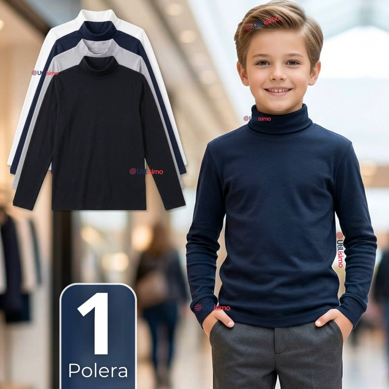 POLERA CAMISETA POLAR PRIMERA CAPA BEATLE MANGA LARGA COLORES SURTIDO NIÑO - 1