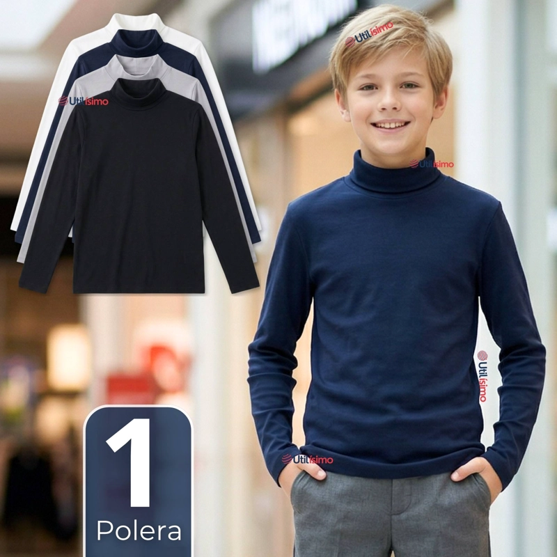 POLERA CAMISETA POLAR PRIMERA CAPA BEATLE MANGA LARGA COLORES SURTIDO NIÑO - 1