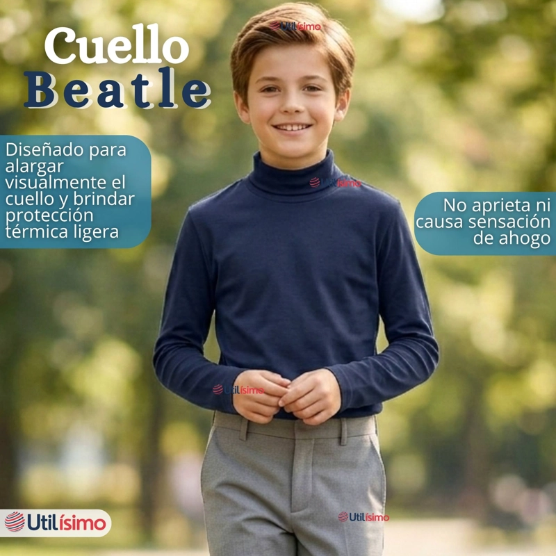PACK 3 POLERAS CAMISETAS POLAR PRIMERA CAPA BEATLE MANGA LARGA COLORES SURTIDO NIÑO - 5
