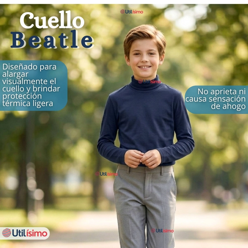 PACK 6 POLERAS CAMISETAS POLAR PRIMERA CAPA BEATLE MANGA LARGA COLORES SURTIDO NIÑO - 5