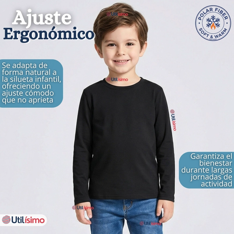 PACK 6 POLERAS BASICA CAMISETAS POLAR PRIMERA CAPA CUELLO REDONDO MANGA LARGA COLORES SURTIDO NIÑO - 11