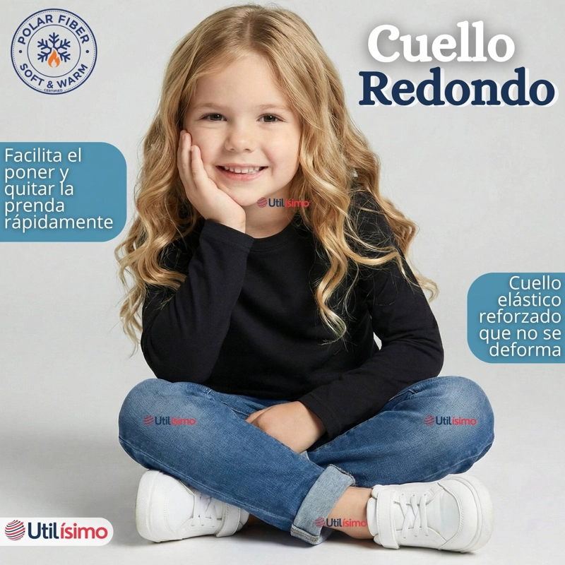 PACK 6 POLERAS CAMISETAS POLAR PRIMERA CAPA CUELLO REDONDO MANGA LARGA COLORES SURTIDO NIÑA - 6