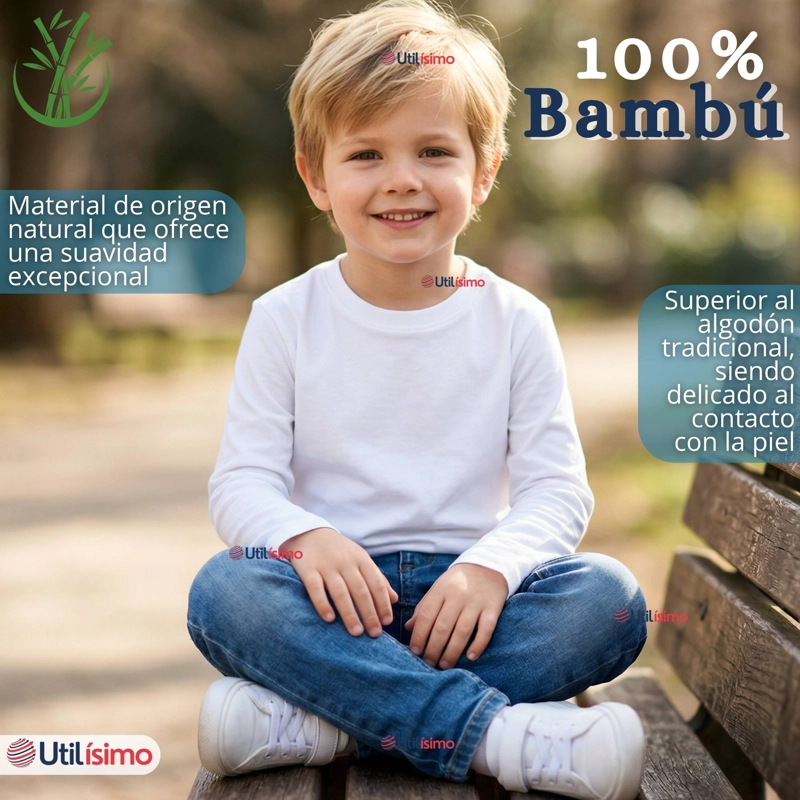 PACK 6 POLERAS CAMISETAS BAMBU CUELLO REDONDO PRIMERA CAPA MANGA LARGA COLORES SURTIDO NIÑO - 4