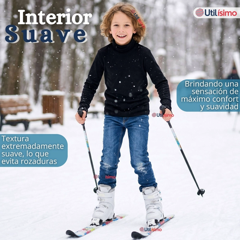 POLERA CAMISETA POLAR NEGRA PRIMERA CAPA BEATLE MANGA LARGA NIÑO - 9