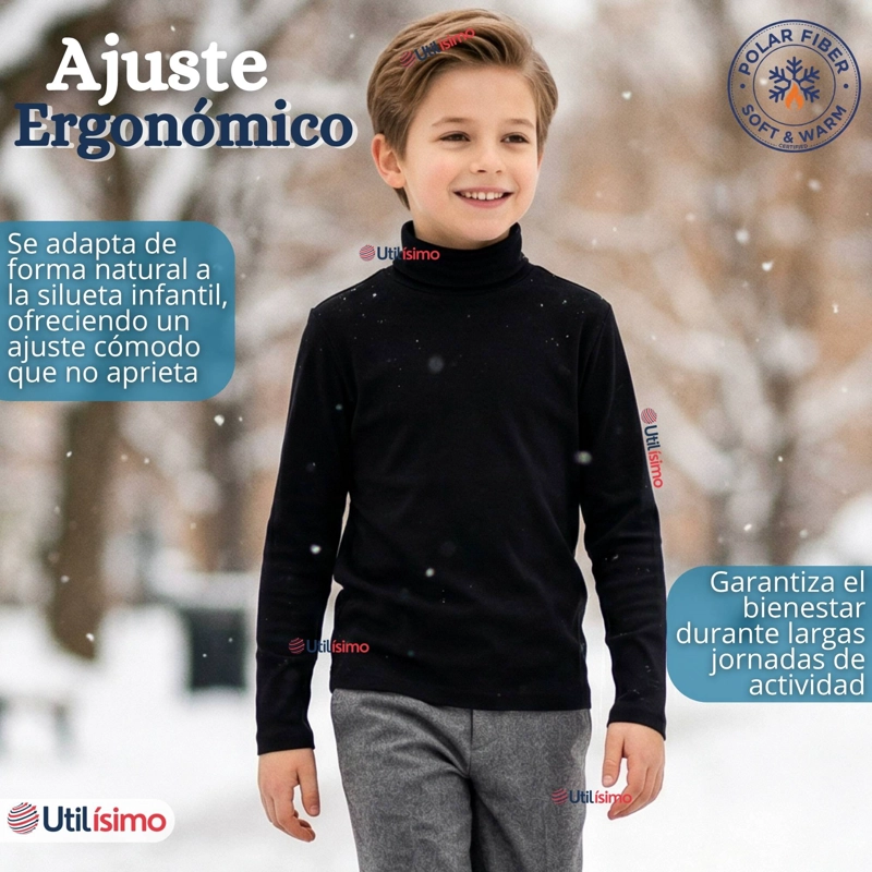 PACK 3 POLERAS CAMISETAS POLAR NEGRA PRIMERA CAPA BEATLE MANGA LARGA NIÑO - 10