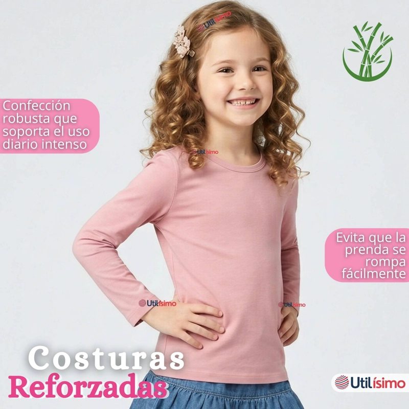 CAMISETA POLERA BAMBU CUELLO REDONDO PRIMERA CAPA MANGA LARGA COLORES SURTIDO NIÑA - 10