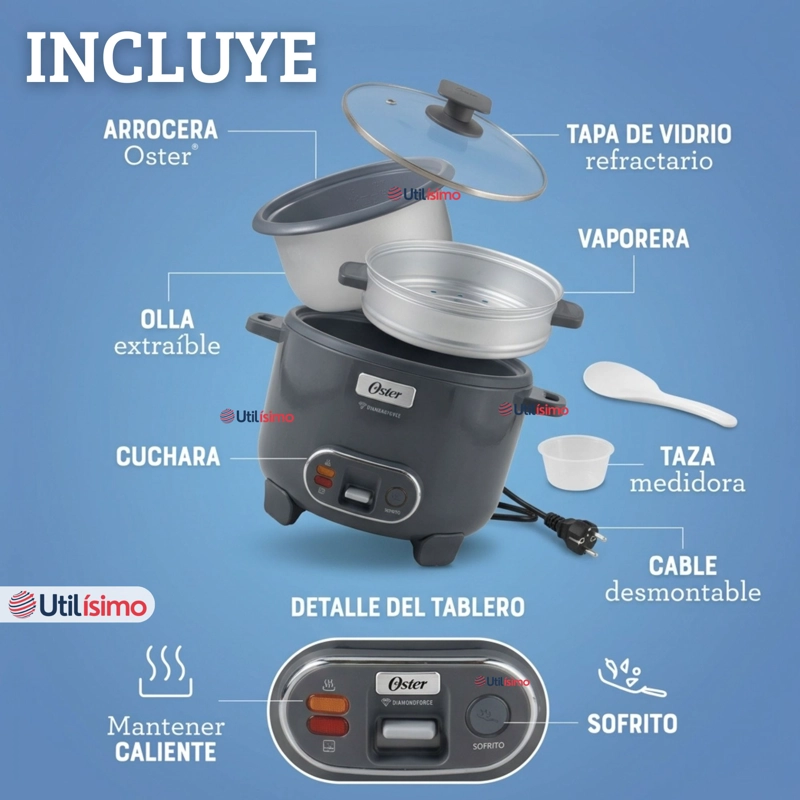 OSTER ARROCERA, 3 EN 1, 12 TAZASFUNCION SOFRITO, VAPORERA, RECUBRIMIENTO ANTIADHERENTE OSTER - 3