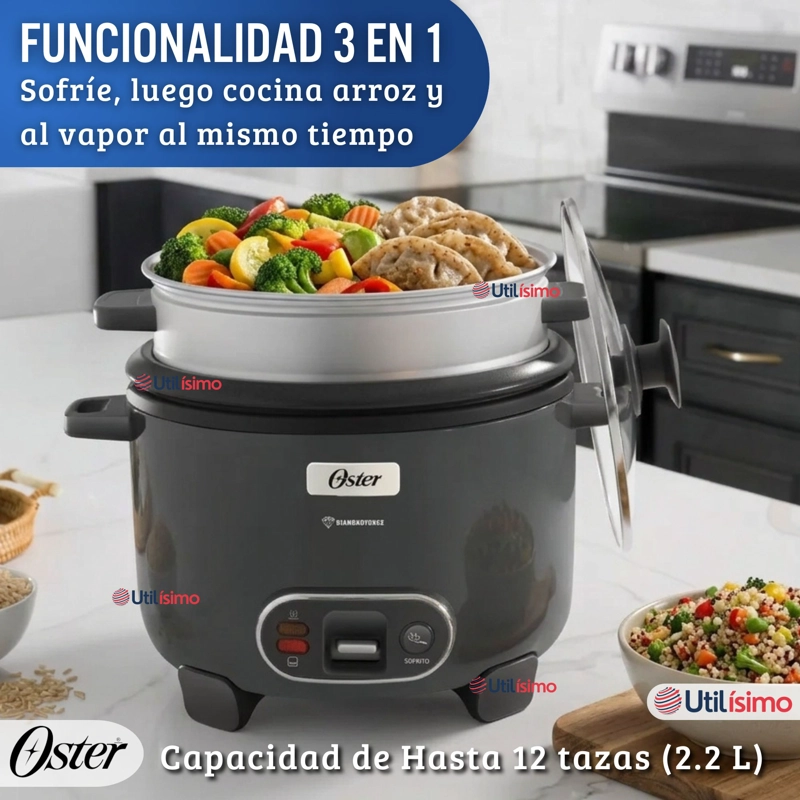 OSTER ARROCERA, 3 EN 1, 12 TAZASFUNCION SOFRITO, VAPORERA, RECUBRIMIENTO ANTIADHERENTE OSTER - 6