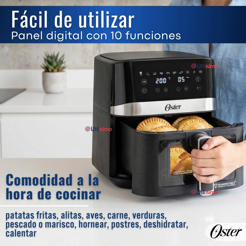 FREIDORA DE AIRE DIGITAL OSTER® CON RECUBRIMIENTO OSTER® DIAMONDFORCE, 4L DE CAPACIDAD, CKSTAF40WDDF - 11