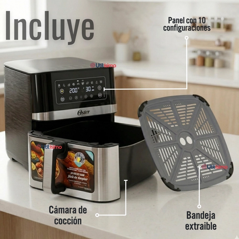 FREIDORA DE AIRE DIGITAL OSTER®, CON RECUBRIMIENTO DIAMONDFORCE, 7.5L CAPACIDAD, CKSTAF75WDSSDF - 3
