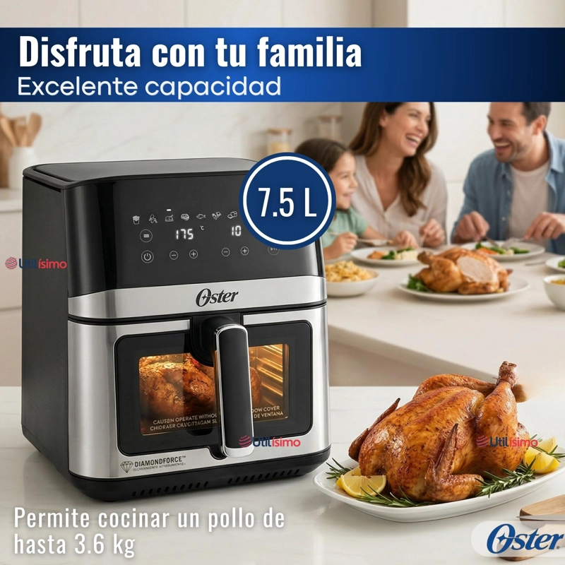 FREIDORA DE AIRE DIGITAL OSTER®, CON RECUBRIMIENTO DIAMONDFORCE, 7.5L CAPACIDAD, CKSTAF75WDSSDF - 5