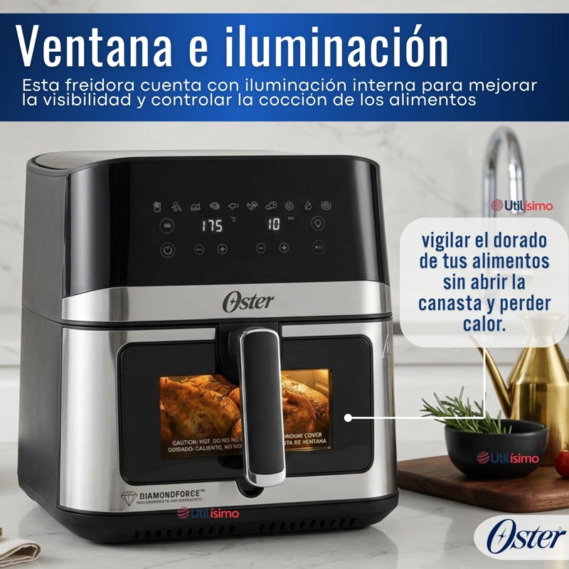 FREIDORA DE AIRE DIGITAL OSTER®, CON RECUBRIMIENTO DIAMONDFORCE, 7.5L CAPACIDAD, CKSTAF75WDSSDF - 6