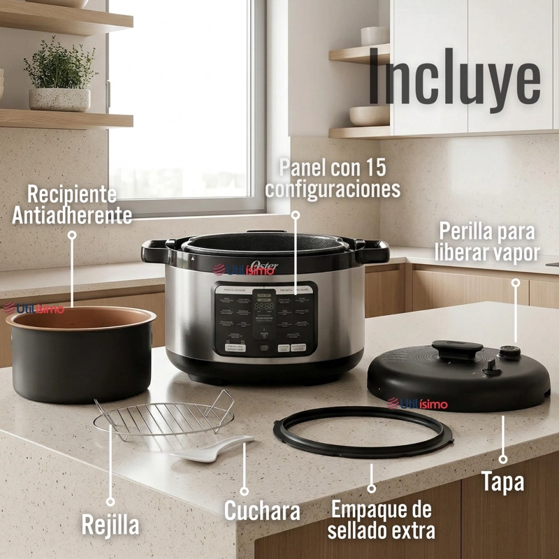MULTI-OLLA RAPIDA OVALADA DE 5.7L CON 15 FUNCIONES CKSTPCECOV57 900W - 4