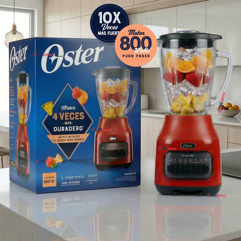 LICUADORA OSTER® CON VASO DE VIDRIO Y 6 VELOCIDADES MAS PULSO 800 WATTS 1,5LITROS - 1