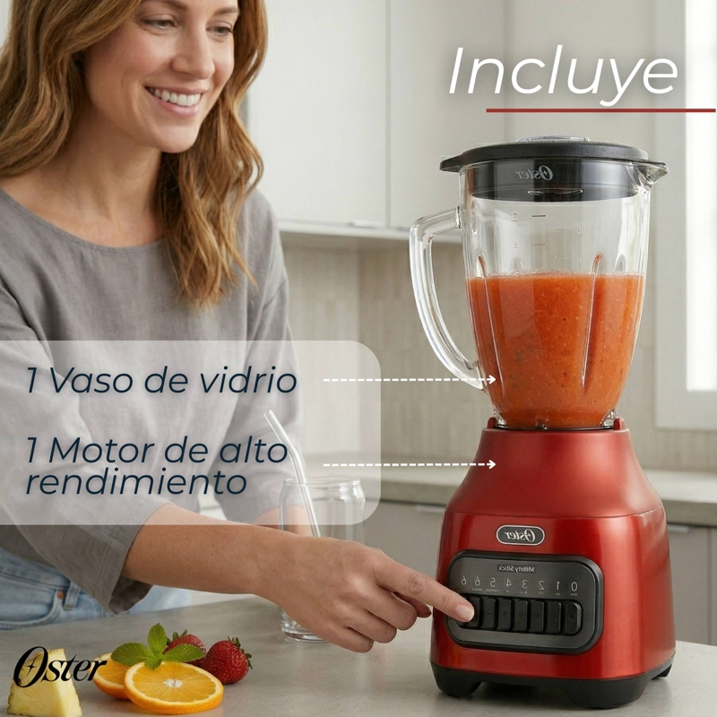 LICUADORA OSTER® CON VASO DE VIDRIO Y 6 VELOCIDADES MAS PULSO 800 WATTS 1,5LITROS - 4