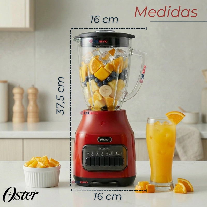 LICUADORA OSTER® CON VASO DE VIDRIO Y 6 VELOCIDADES MAS PULSO 800 WATTS 1,5LITROS - 5