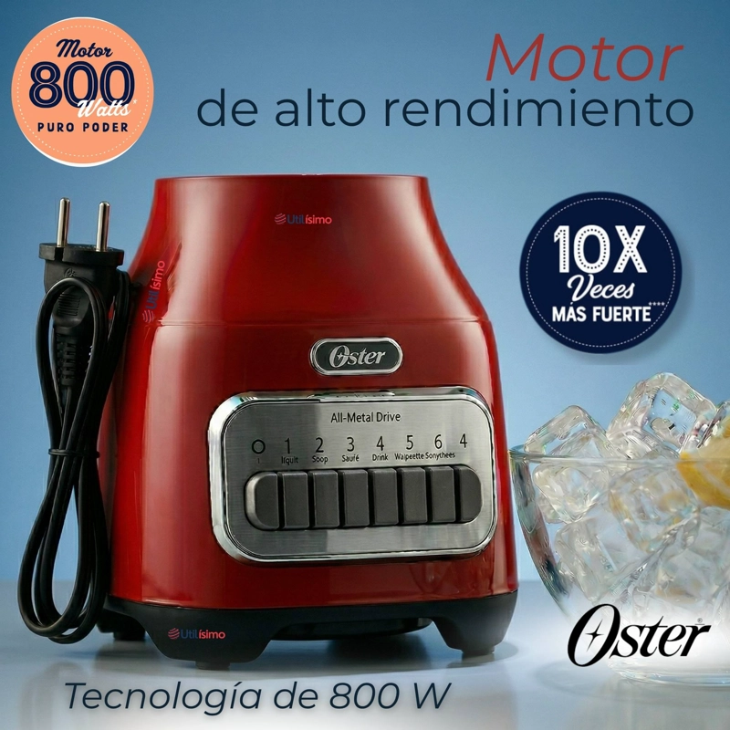 LICUADORA OSTER® CON VASO DE VIDRIO Y 6 VELOCIDADES MAS PULSO 800 WATTS 1,5LITROS - 7