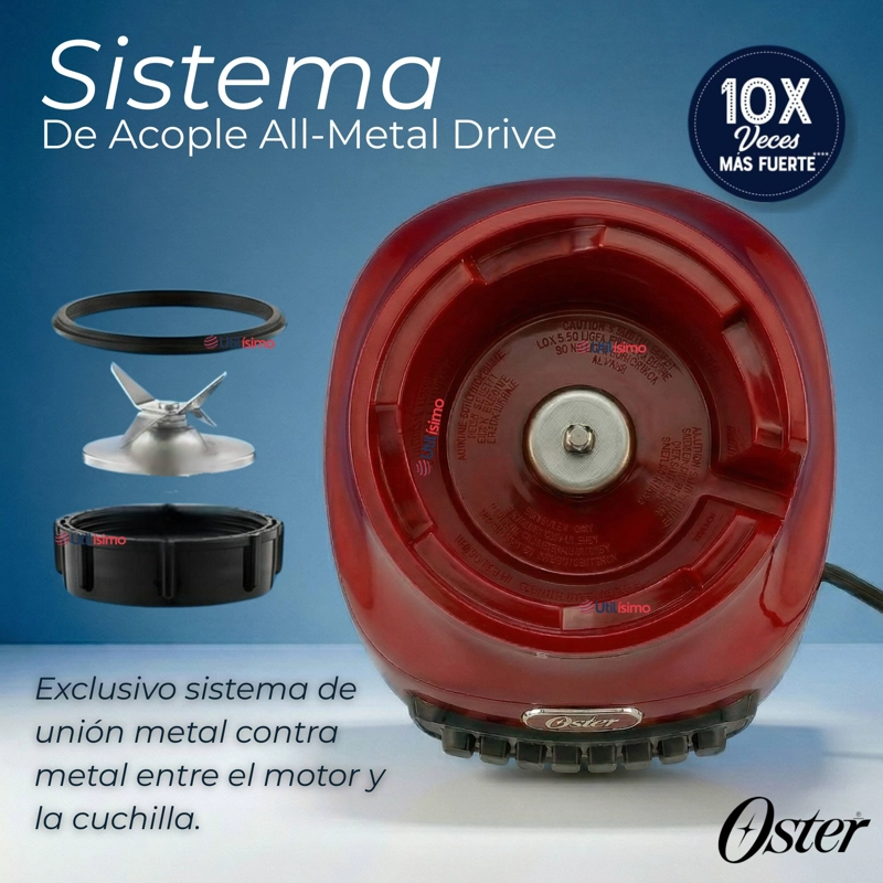 LICUADORA OSTER® CON VASO DE VIDRIO Y 6 VELOCIDADES MAS PULSO 800 WATTS 1,5LITROS - 10