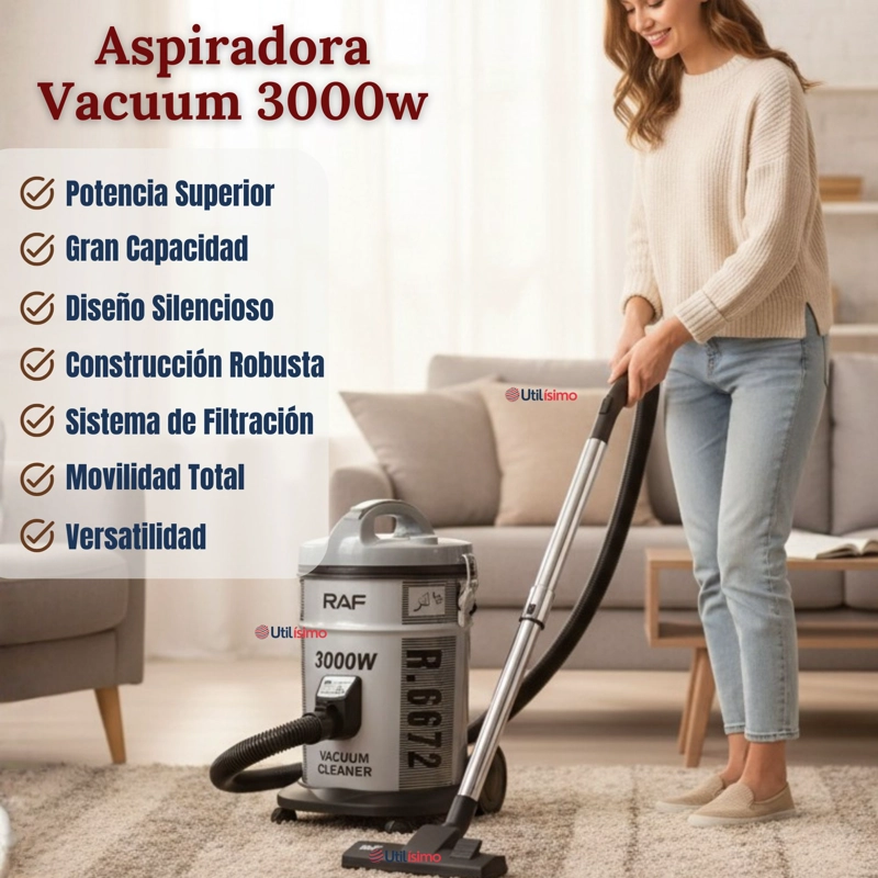ASPIRADORA VACUUM CICLONICA SUCCION FUERTE 3000W POTENTE 25 LITROS - 4