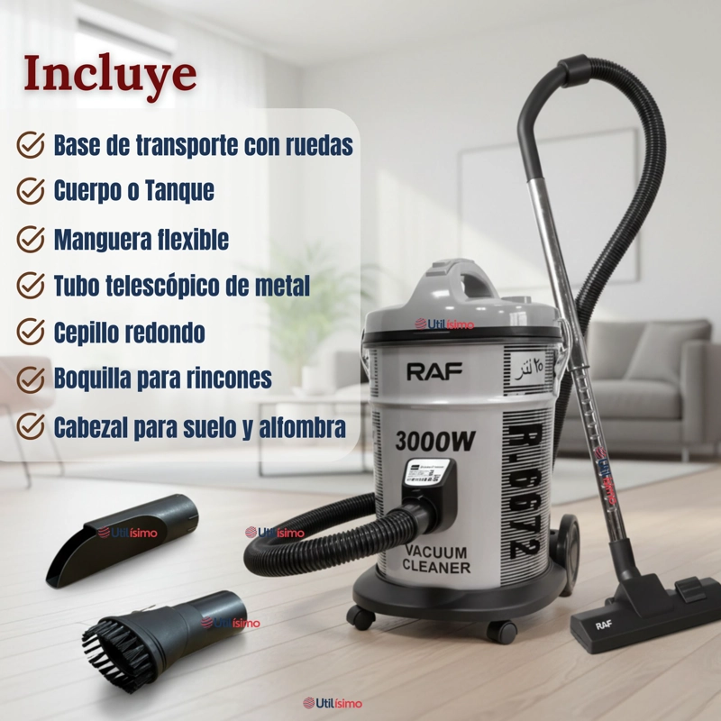 ASPIRADORA VACUUM CICLONICA SUCCION FUERTE 3000W POTENTE 25 LITROS - 3