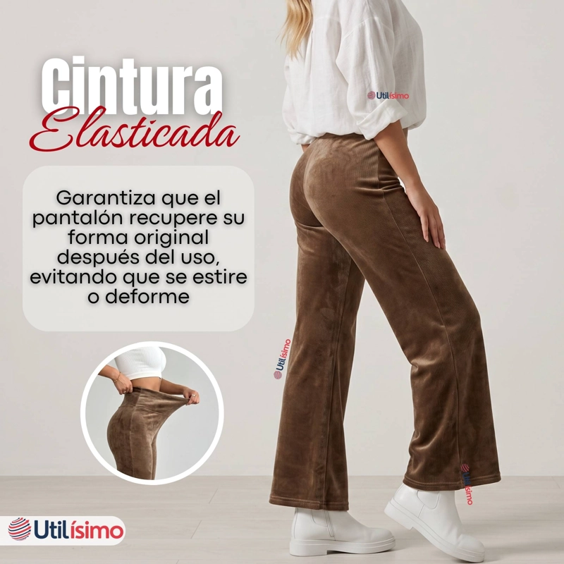 PANTALON COTELE  PALAZZO POLAR CON CHIPORRO ELASTICADO TERMICO CAFE - 9