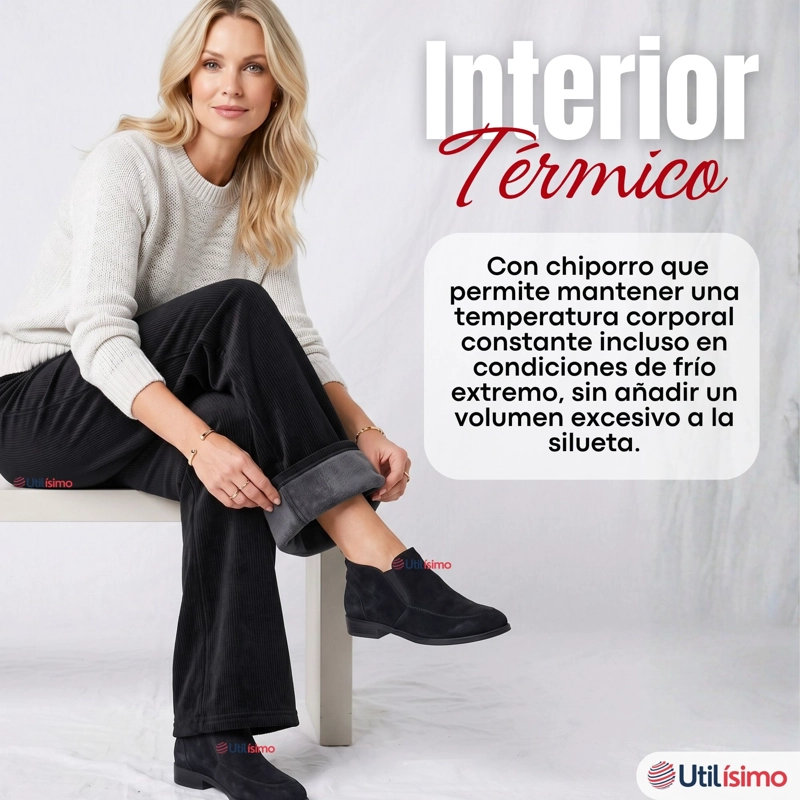 PANTALON COTELE  PALAZZO POLAR CON CHIPORRO ELASTICADO TERMICO NEGRO - 5
