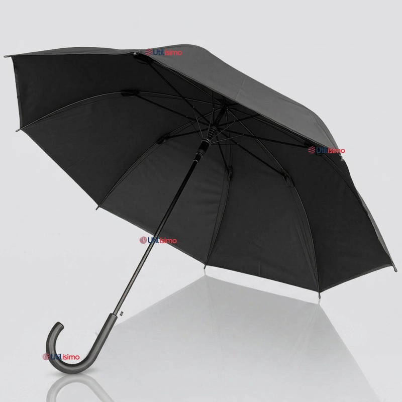 PARAGUAS MATE GRANDE 92,5 CM SOMBRILLA AUTOMATICA MANGO LARGO NEGRO - 1