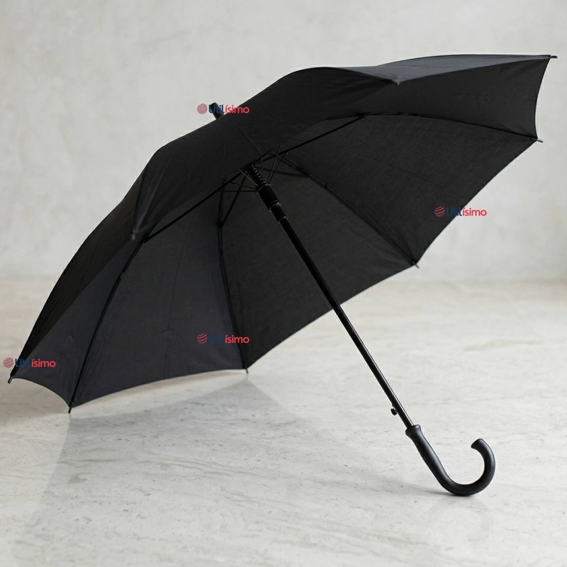 PARAGUAS IMPERMEABLE GRANDE 113CM SOMBRILLA AUTOMATICA MANGO LARGO NEGRO - 1
