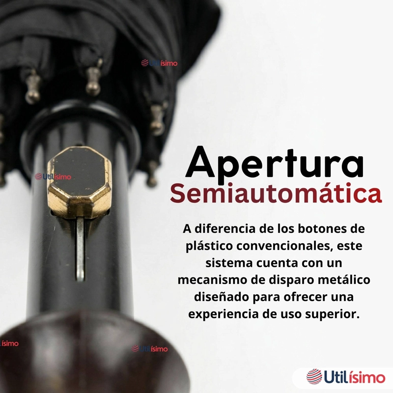 PARAGUAS IMPERMEABLE GRANDE 113CM SOMBRILLA AUTOMATICA MANGO LARGO NEGRO - 8