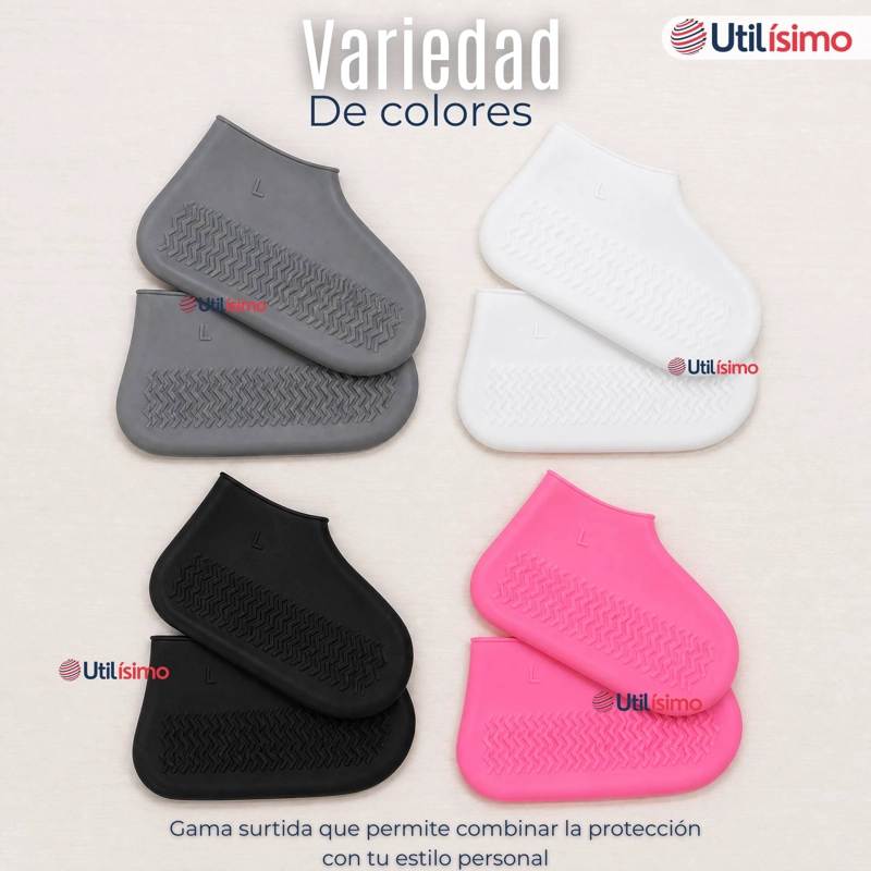 PACK 3 PARES FUNDAS CUBRE ZAPATOS MUJER IMPERMEABLE SURTIDAS SILICONA ANTIDESLIZANTE - 9