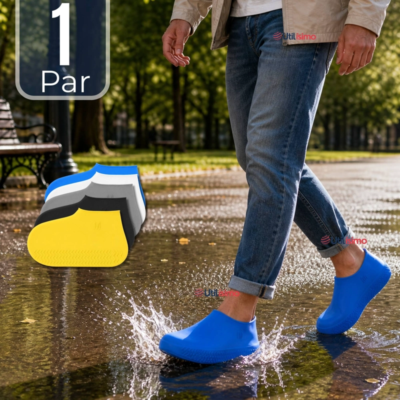 FUNDAS CUBRE ZAPATOS HOMBRE IMPERMEABLE SURTIDAS SILICONA ANTIDESLIZANTE 1 PAR - 1