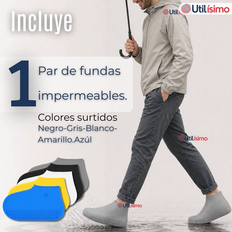 FUNDAS CUBRE ZAPATOS HOMBRE IMPERMEABLE SURTIDAS SILICONA ANTIDESLIZANTE 1 PAR - 2