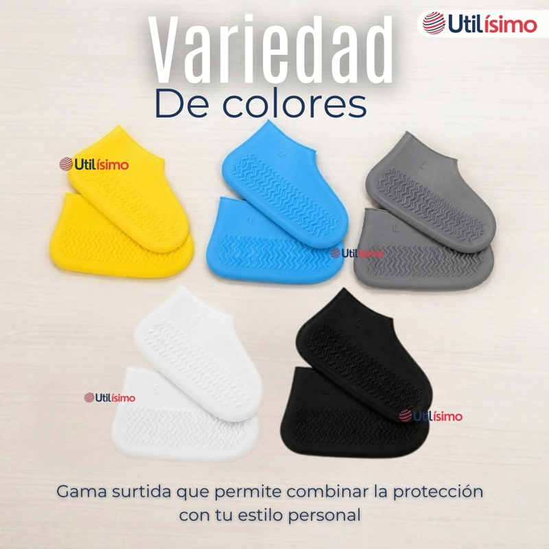 PACK 3 PARES FUNDAS CUBRE ZAPATOS HOMBRE IMPERMEABLE SURTIDAS SILICONA ANTIDESLIZANTE - 9
