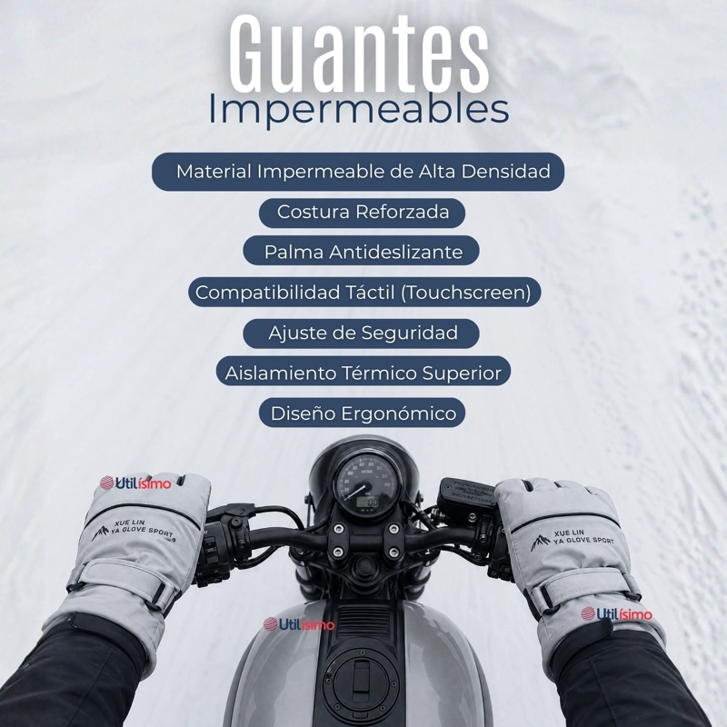 GUANTES PARA MOTO IMPERMEABLES GRIS TOUCHSCREEN ANTIDESLIZANTES TE RMICOS - 2