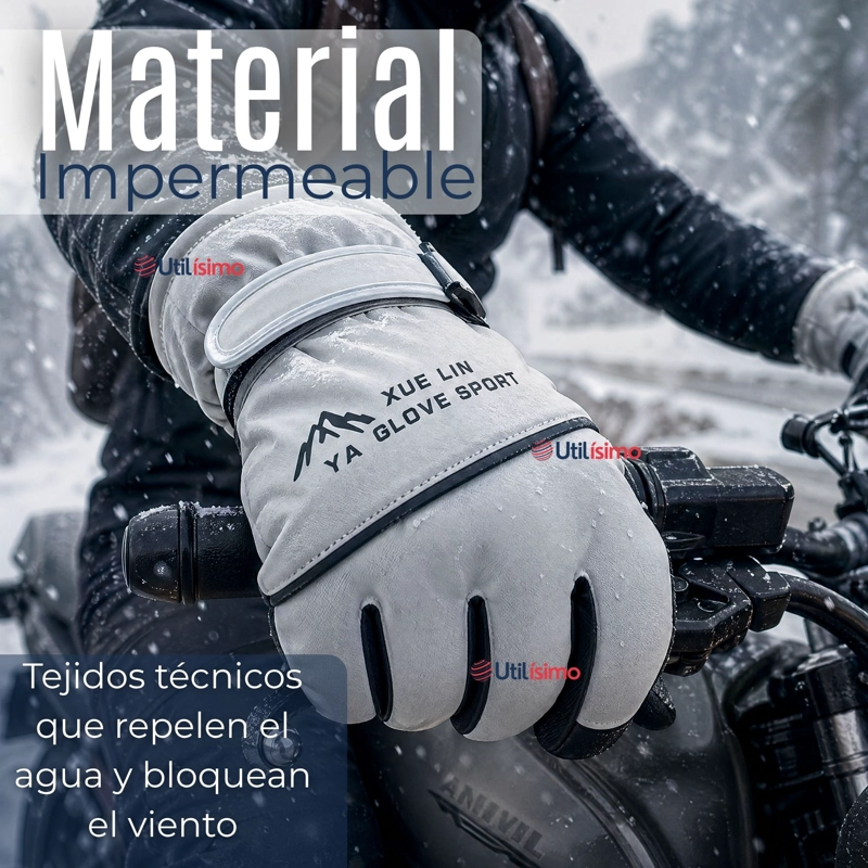 GUANTES PARA MOTO IMPERMEABLES GRIS TOUCHSCREEN ANTIDESLIZANTES TE RMICOS - 4