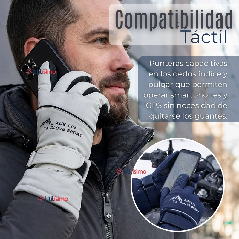 GUANTES PARA MOTO IMPERMEABLES GRIS TOUCHSCREEN ANTIDESLIZANTES TE RMICOS - 7