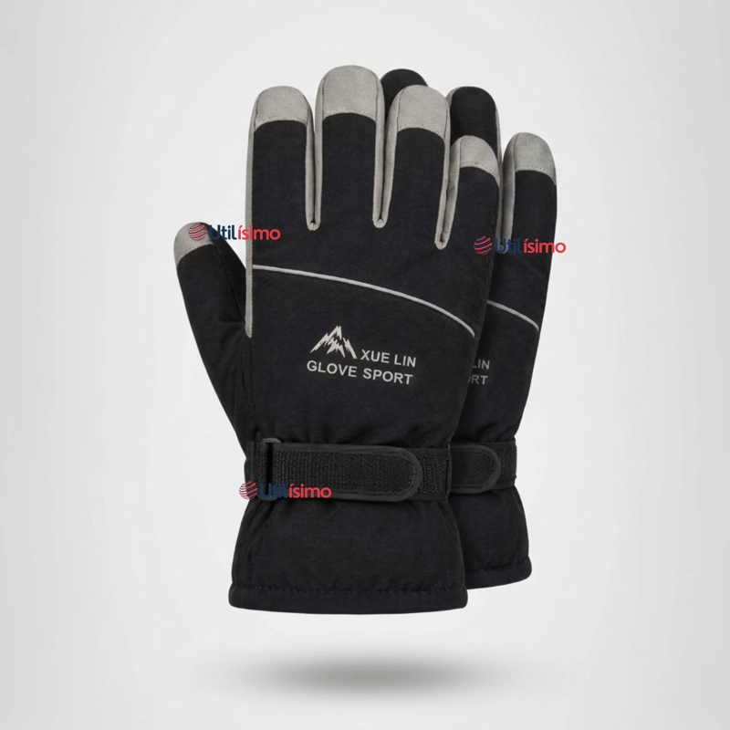 GUANTES PARA MOTO IMPERMEABLES NEGRO TOUCHSCREEN ANTIDESLIZANTES TE RMICOS - 1