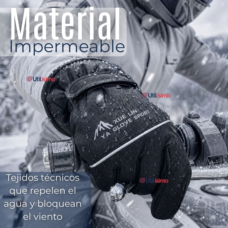 GUANTES PARA MOTO IMPERMEABLES NEGRO TOUCHSCREEN ANTIDESLIZANTES TE RMICOS - 4