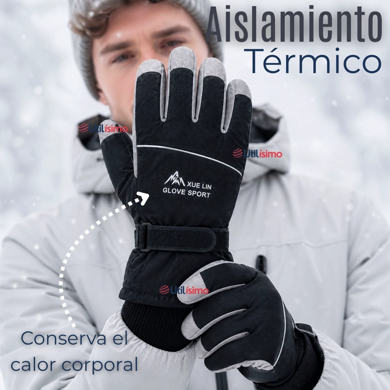 GUANTES PARA MOTO IMPERMEABLES NEGRO TOUCHSCREEN ANTIDESLIZANTES TE RMICOS - 9