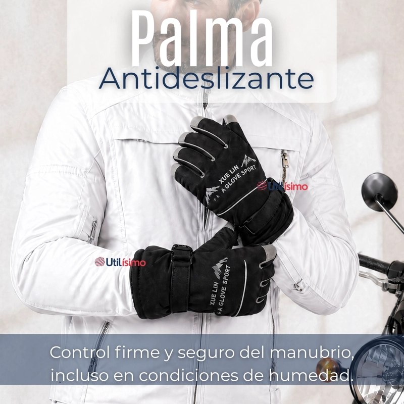 GUANTES PARA MOTO IMPERMEABLES NEGRO TOUCHSCREEN ANTIDESLIZANTES TE RMICOS - 6