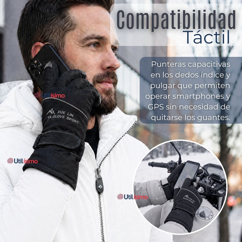 GUANTES PARA MOTO IMPERMEABLES NEGRO TOUCHSCREEN ANTIDESLIZANTES TE RMICOS - 7