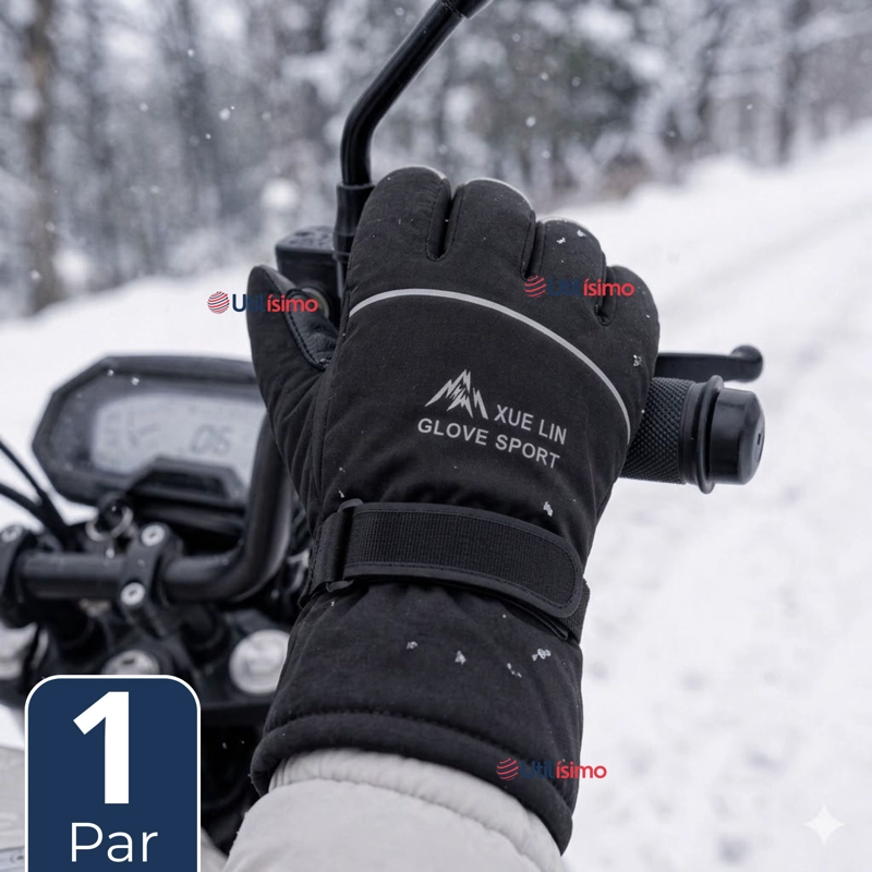 GUANTES ESQUI NEGRO TE RMICOS IMPERMEABLES TOUCHSCREEN NIEVE ESQUIAR - 1