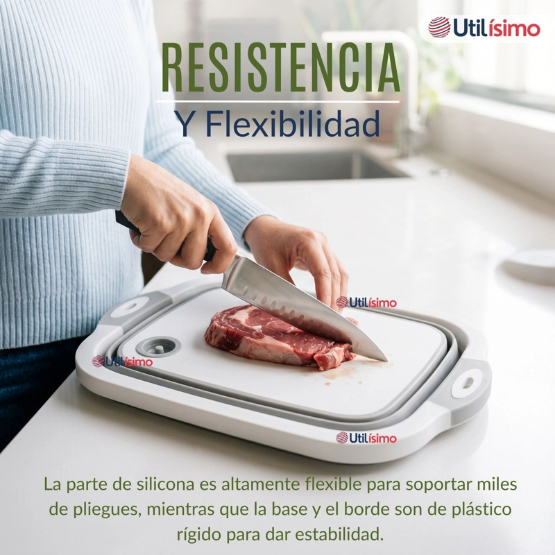 TABLA DE PICAR PLEGABLE 3 EN 1 DRENAJE MULTIUSO COCINA SILICONA - 10