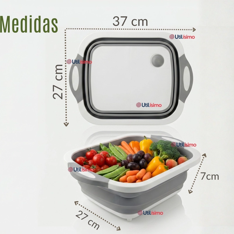 TABLA DE PICAR PLEGABLE 3 EN 1 DRENAJE MULTIUSO COCINA SILICONA - 4